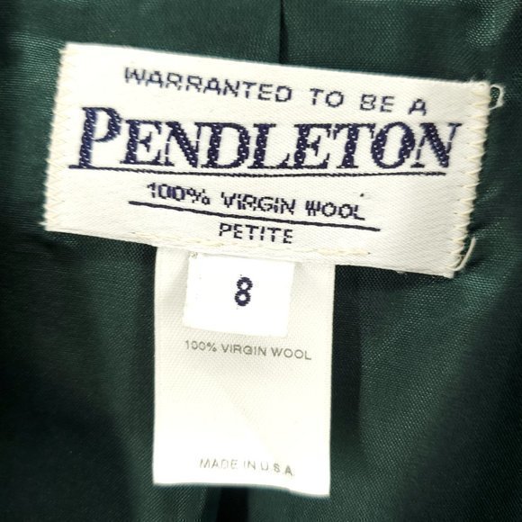VTG Pendleton 100% Virgin Wool Fitted Single Button Long Line Blazer 8P Green - Picture 3 of 16